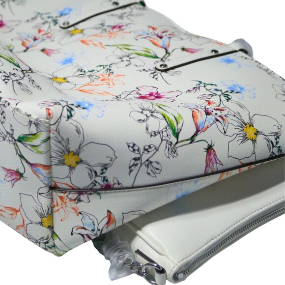 NWT International Concepts White Floral Tote Bag & Pouch Set INC Shoulder Purse - Picture 6 of 8